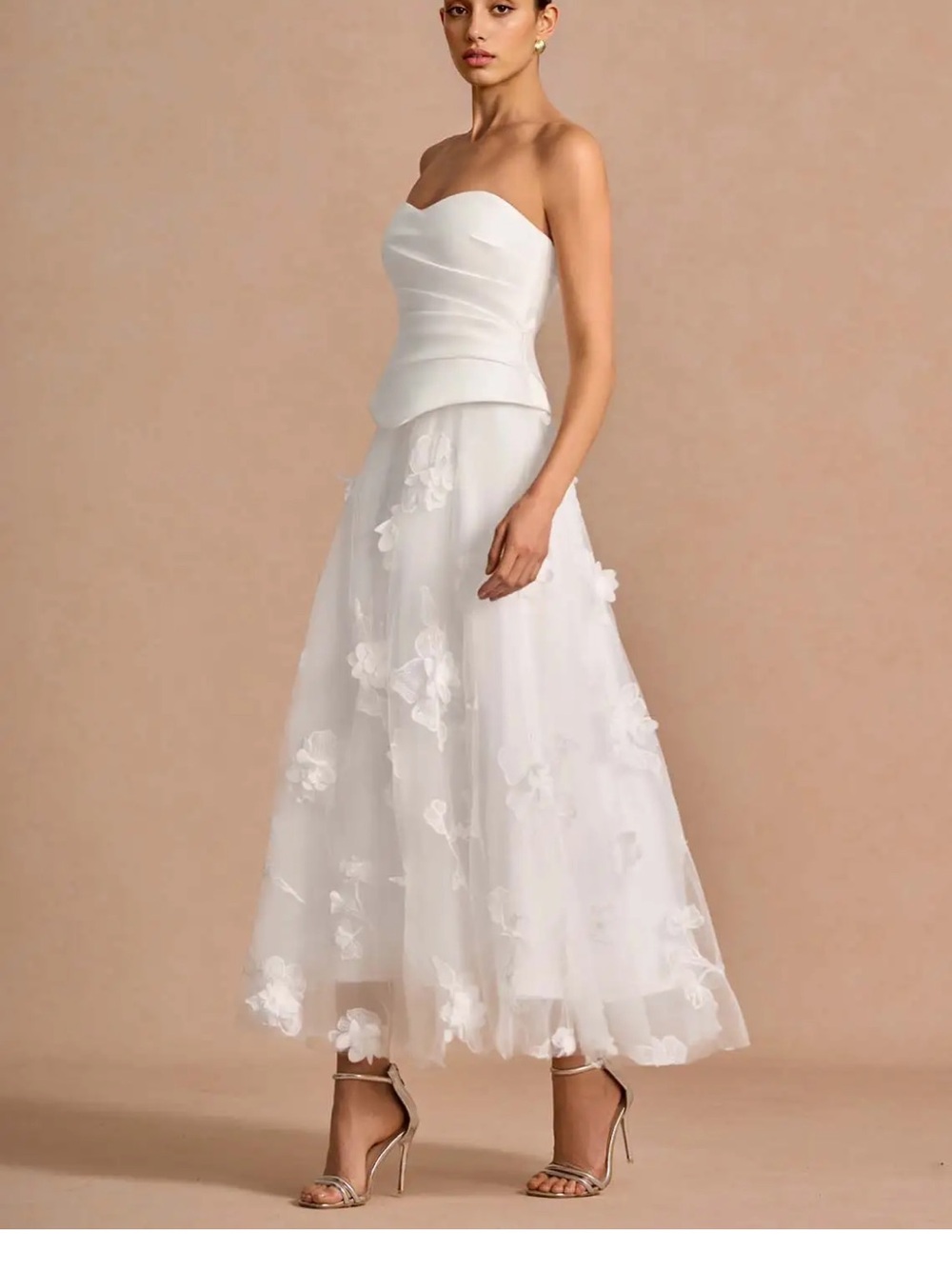 Azazie Jovette White Floral Tulle Dress - Picture 7 of 8